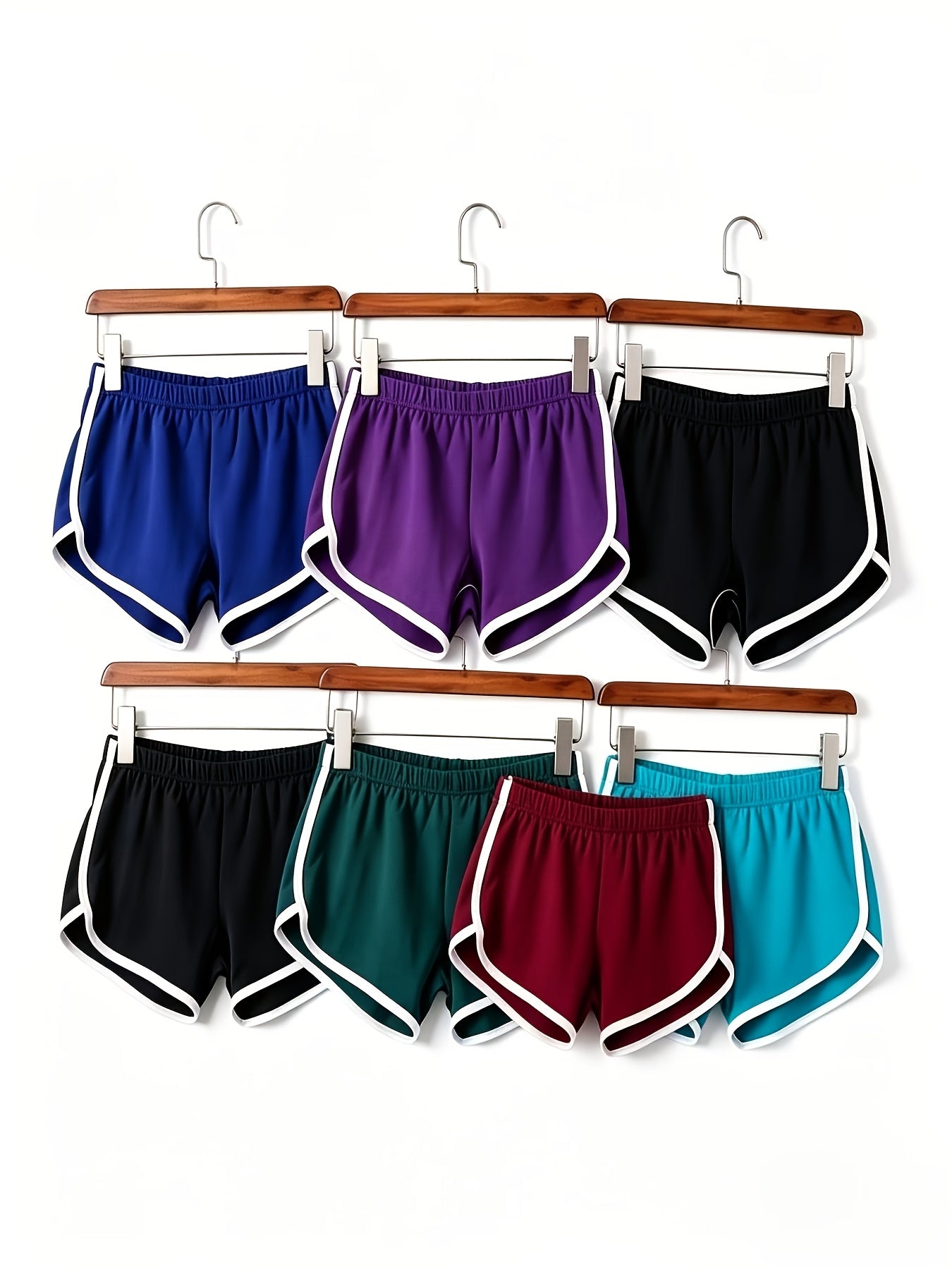 4 Pack Women's Retro Dolphin Shorts Mixed Colors – Breathable Casual Sports Shorts with White Piping & Elastic Waist for Running Gym Yoga Lounge S M L XL XXL