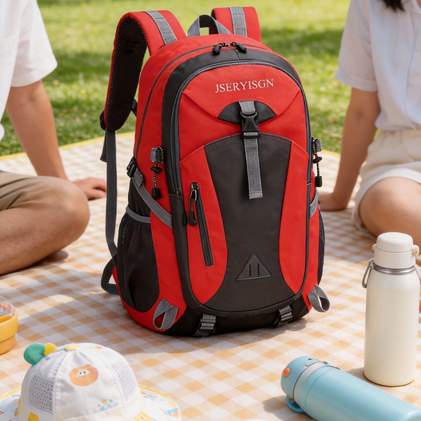 Large 40L Hiking Backpack Lightweight Unisex Adjustable Shoulder Straps – Outdoor Pack for Camping Travel Cycling Men Women Red Black Dark Blue Green