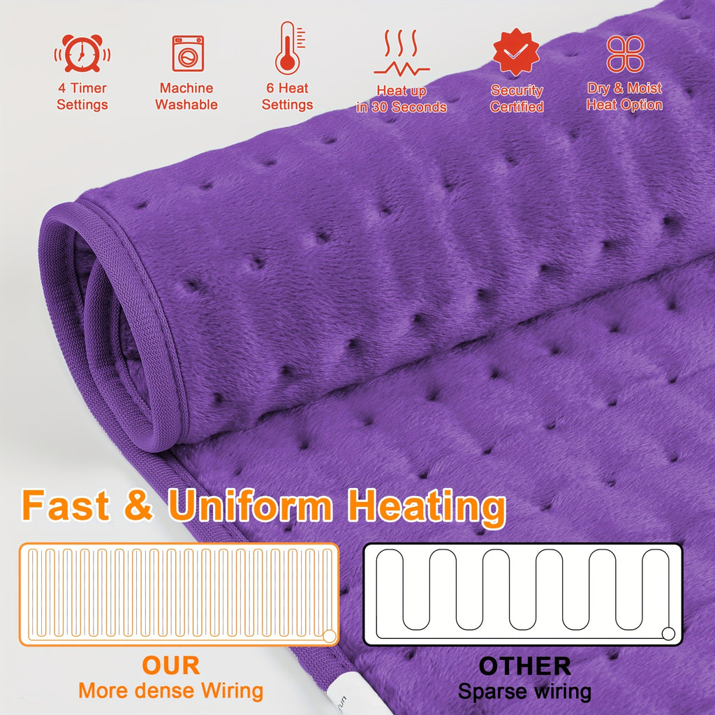 Heating Pad for Back Neck Shoulders 24x12 – Wet & Dry Heat, 6 Levels to 140°F, 4 Timer Settings, Auto Shut-Off, Machine Washable | Soft Flannel Pad for Abdomen, Knee & Leg Pain Relief, Christmas Gift