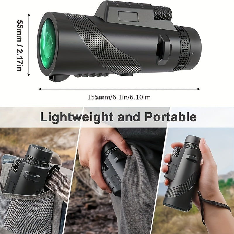 10x42 Monocular Telescope with Phone Adapter & Tripod HD FMC Lens Compact Portable Scope for Bird Watching Wildlife Hiking Camping Concerts Sports