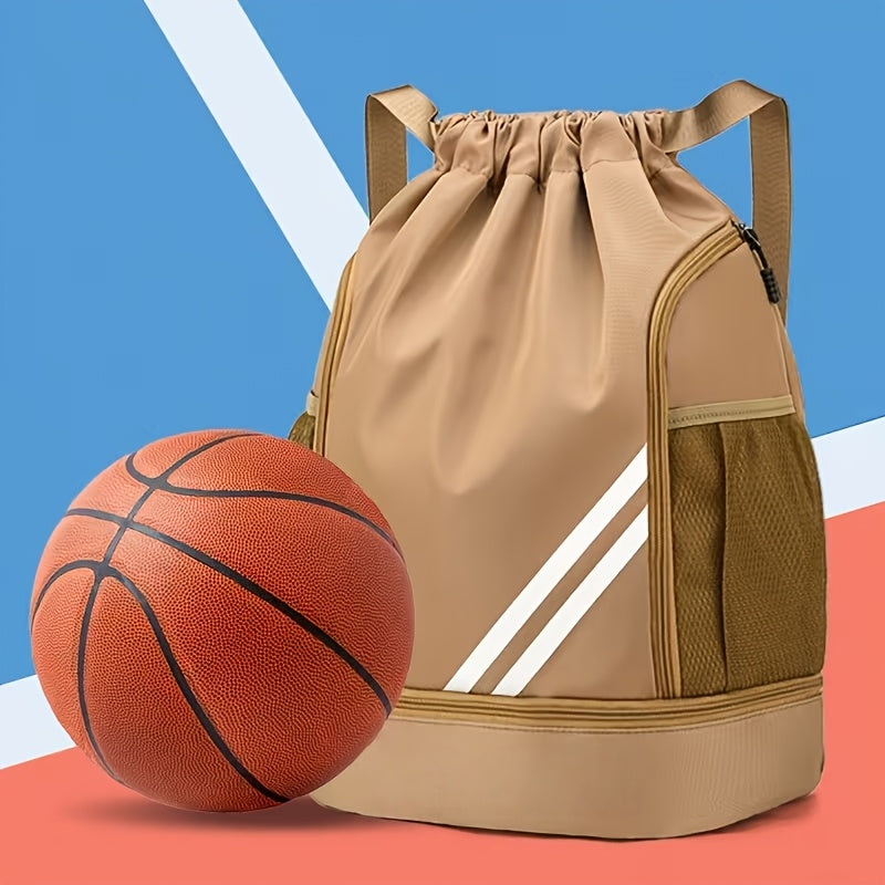 Drawstring Sports Backpack Gym Bag Lightweight for Men & Women – Basketball, Yoga & Fitness Bag with Shoulder Strap, Polyester Lining & Drawstring Pouch
