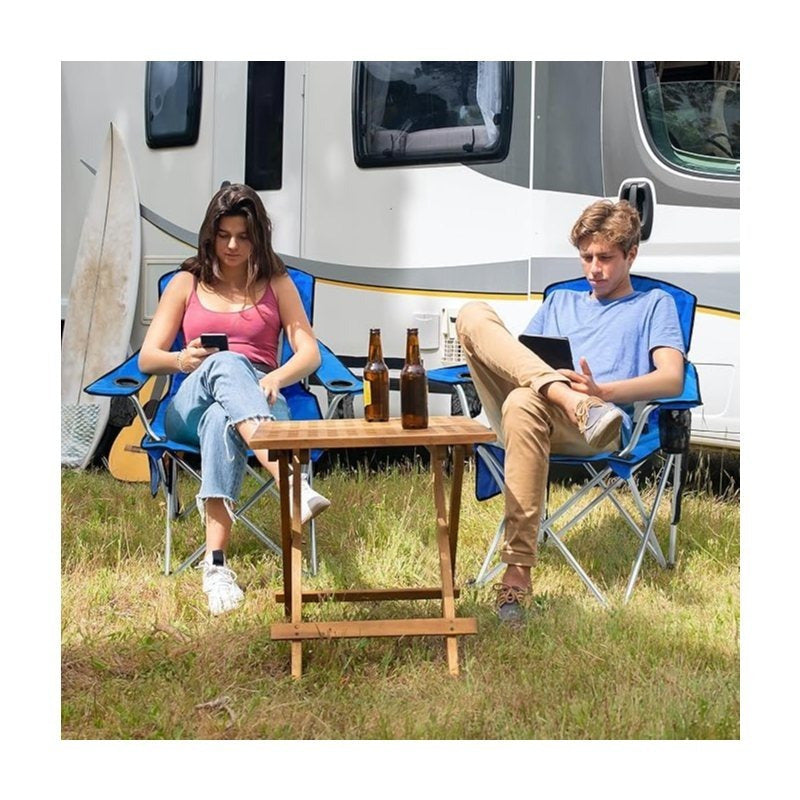 Folding Camping Chair with Canopy Sunshade Portable Beach Chair – 225 lbs Support Wide Seat Cup Holder Carrying Bag for Outdoor Lawn