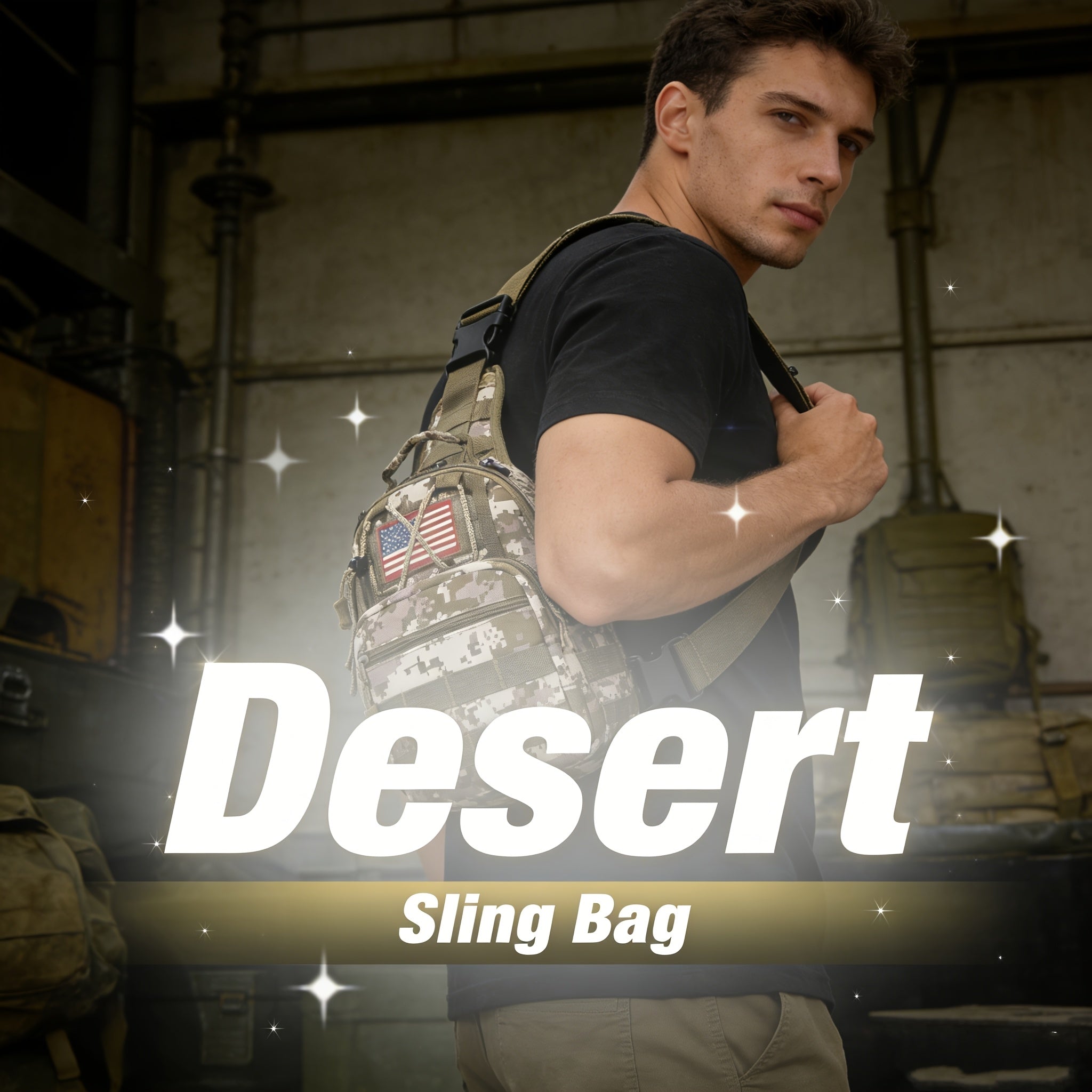Men's Sling Bag Lightweight Crossbody Chest Pack, Multi-Pocket Shoulder Bag with Adjustable Strap for Cycling Hiking Travel EDC, Compact Outdoor Daypack for Men