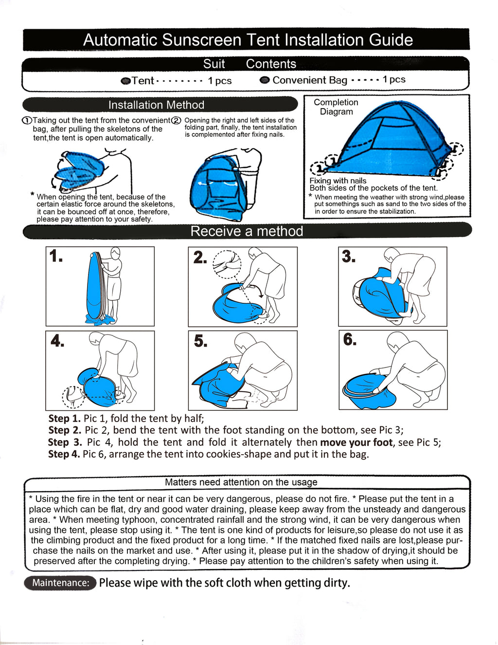 Pop-Up Beach Tent Sun Shade Shelter for 2-3 Person - Anti-UV Portable Camping Canopy with Carry Bag, Fast Setup, Fiberglass Frame, Beige, Blue and Green