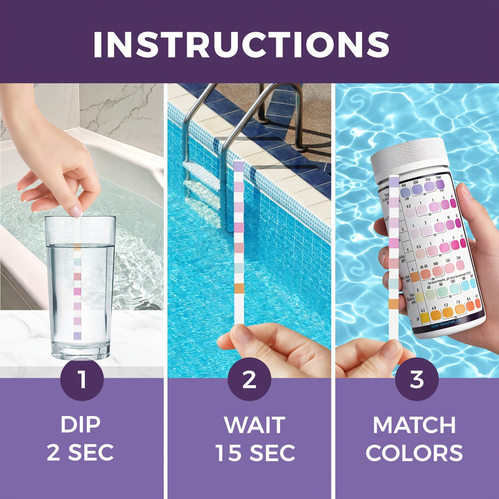 7-Way Pool Test Strips 150 Count Water Chemical Testing Kit for Swimming Pool Hot Tub & Spa – Tests Bromine pH Free Chlorine Total Alkalinity Hardness Cyanuric Acid – Fast Accurate Results