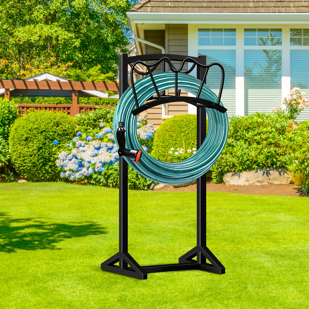 Heavy Duty Metal Garden Hose Holder Freestanding Outdoor Hose Rack Rustproof Ground Stakes for Yard Lawn Patio Garden Backyard