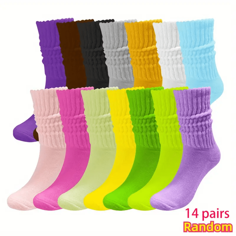 Women's Socks 14 Pairs Loose Soft Thick Mixed Color – All-Season Sports Leisure Machine Washable Cute Gift for Christmas Halloween Birthday