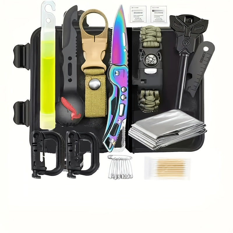 Survival Kit Multi-Tool Emergency Gear Set 12–115 Pcs with Magnesium Fire Starter – Camping Hiking Outdoor Adventure Essentials – Multiple Styles – Cool Gift for Men Dad Husband Boyfriend Teen
