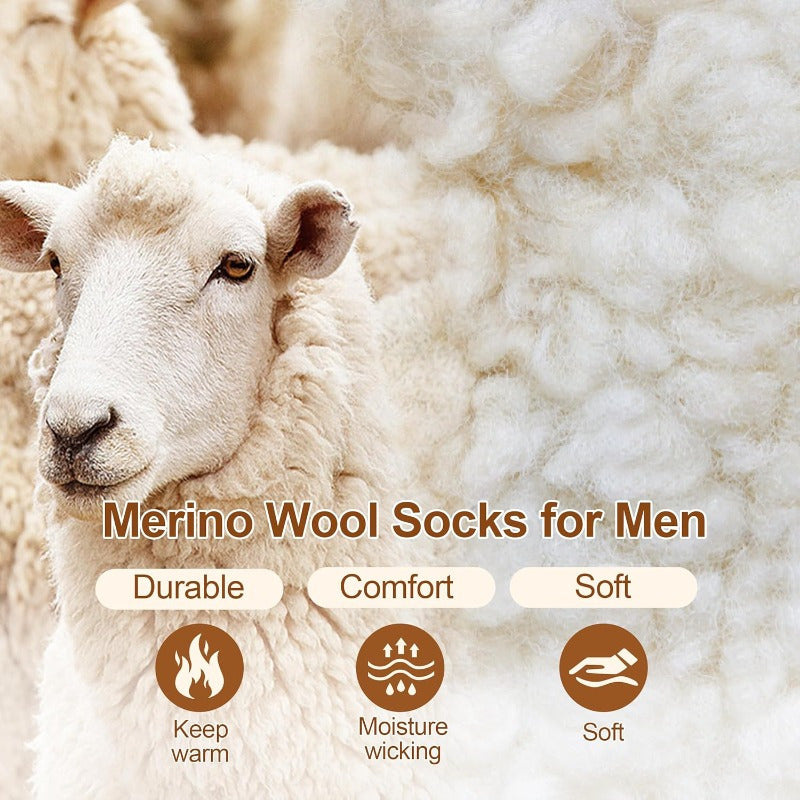 Wool Socks for Men 5 Pairs Extra Thick Thermal Winter Crew Socks Heavy Duty Cold Weather Boot Socks Size 7-13 Multicolor Gift Set