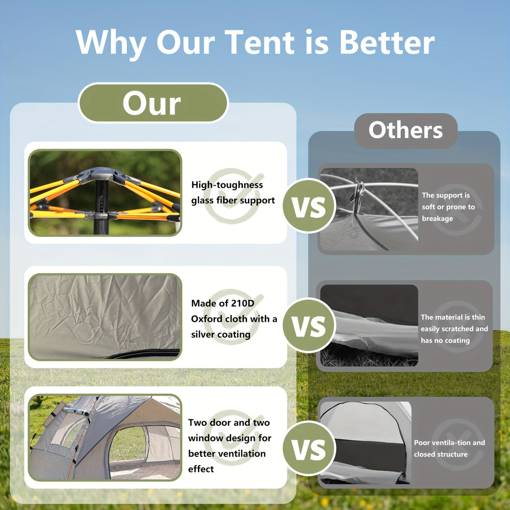 Pop Up Camping Tent Instant Setup 1-3 & 3-4 Person All Season Windproof Lightweight Tent Dual Doors Mesh Windows Hiking Backpacking Outdoor Gear