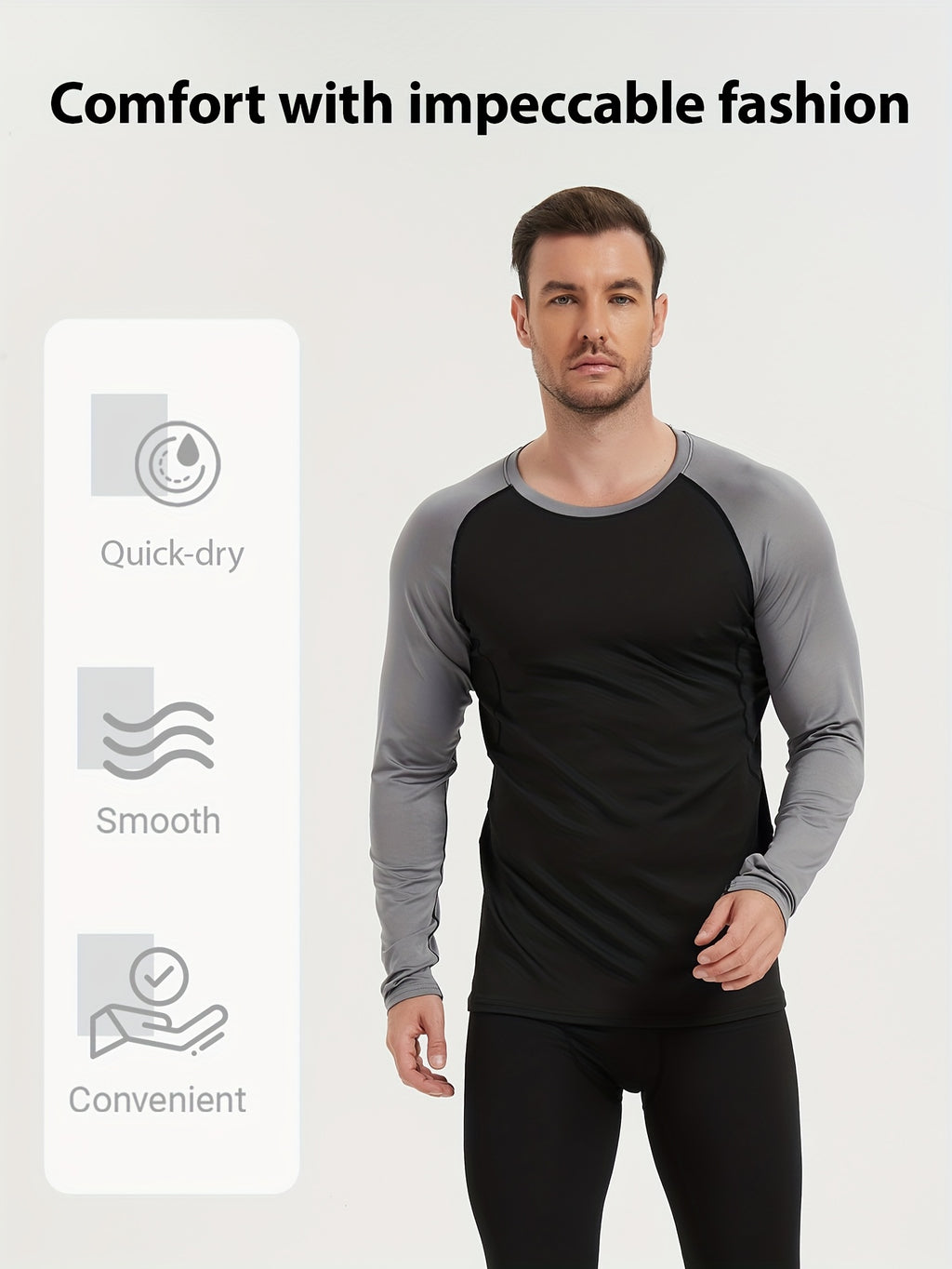 Men's Long Sleeve Athletic Shirt 5 Pack – Color-Blocked Breathable Quick-Dry High Elasticity Compression Top for Running Basketball Gym Casual Wear, S-XXXL