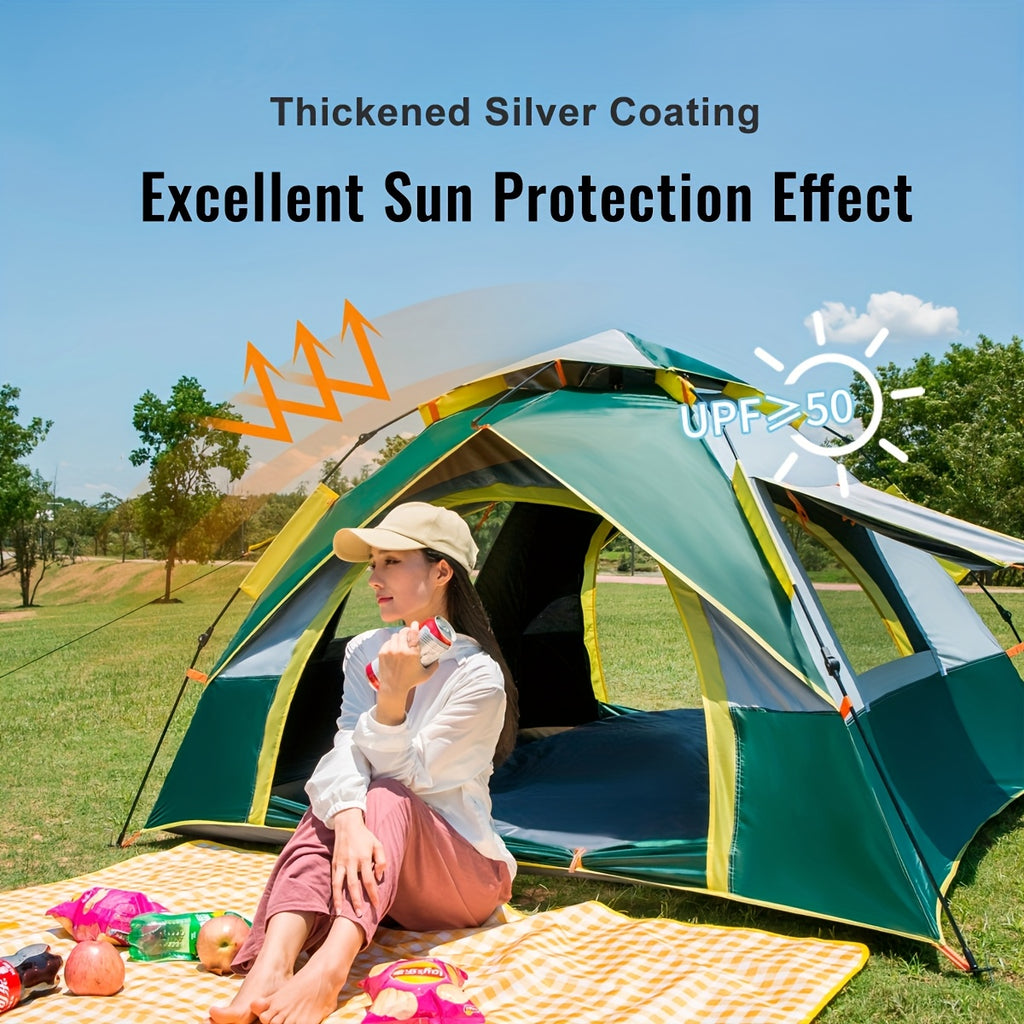 Instant Setup Camping Tent 1-4 Person All Season Automatic Pop-Up Tent Dual Doors Mesh Windows Windproof for Camping Hiking Hunting Backpacking Travel