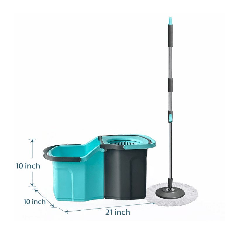 360° Spin Mop and Bucket Set with Wringer - Stainless Steel Handle, Microfiber Refills, Spinning Floor Cleaning System for Hardwood, Tile & Laminate