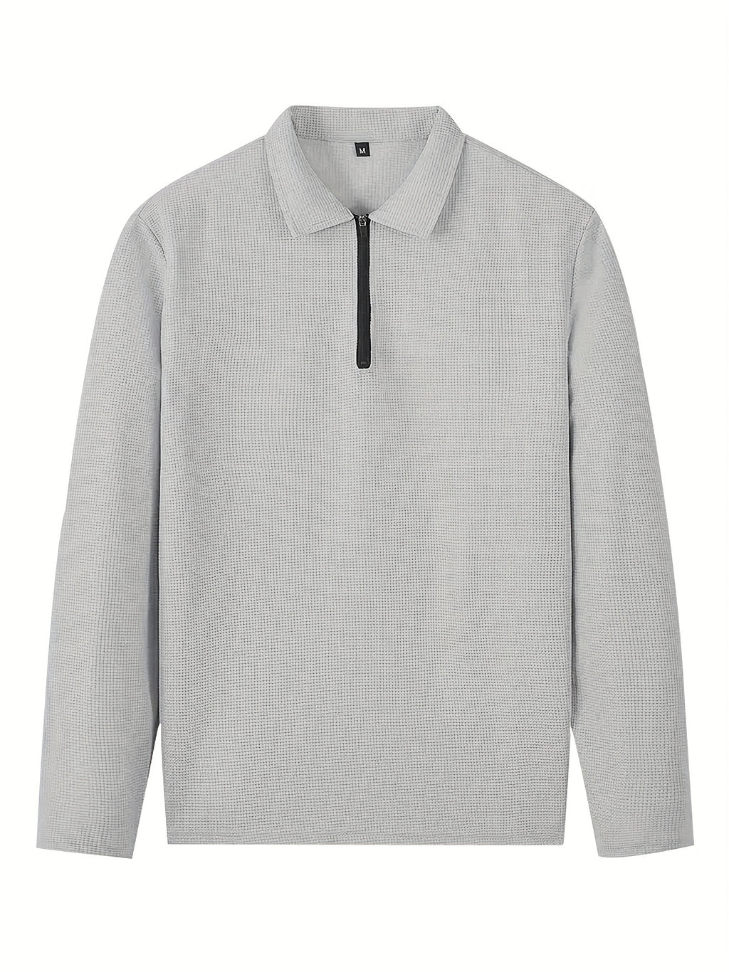 Men's Waffle Long Sleeve Set – 2-Piece Sports & Leisure Tracksuit with Pants, Breathable Polyester Knit, Regular Fit for Spring Autumn Daily Wear, M-XXXL