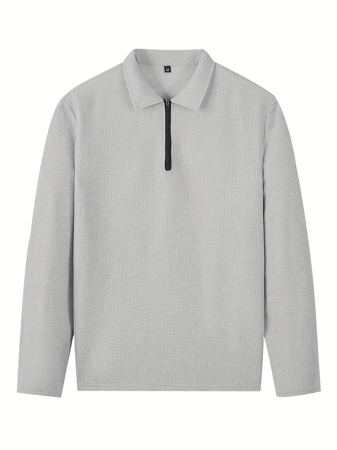 Men's Waffle Long Sleeve Set – 2-Piece Sports & Leisure Tracksuit with Pants, Breathable Polyester Knit, Regular Fit for Spring Autumn Daily Wear, M-XXXL