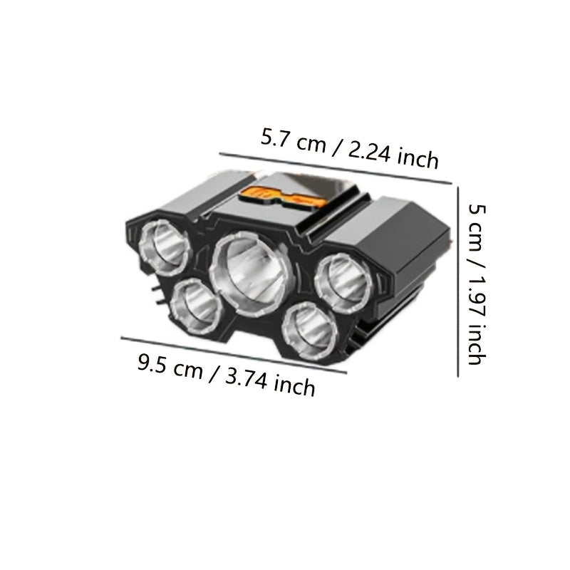 2-Pack USB Rechargeable LED Headlamp 5-LED 4-Mode IP44 Waterproof Hands-Free Head Light for Camping Hiking Night Running Car Repairs Outdoor Work Emergency