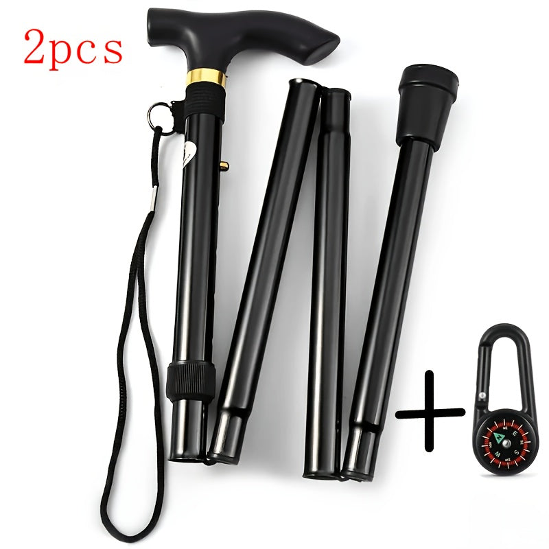 Foldable Hiking Poles 2pcs Adjustable Trekking Poles with Rubber Tips Lightweight Collapsible Walking Sticks for Men Women Outdoor Hiking Camping Trail
