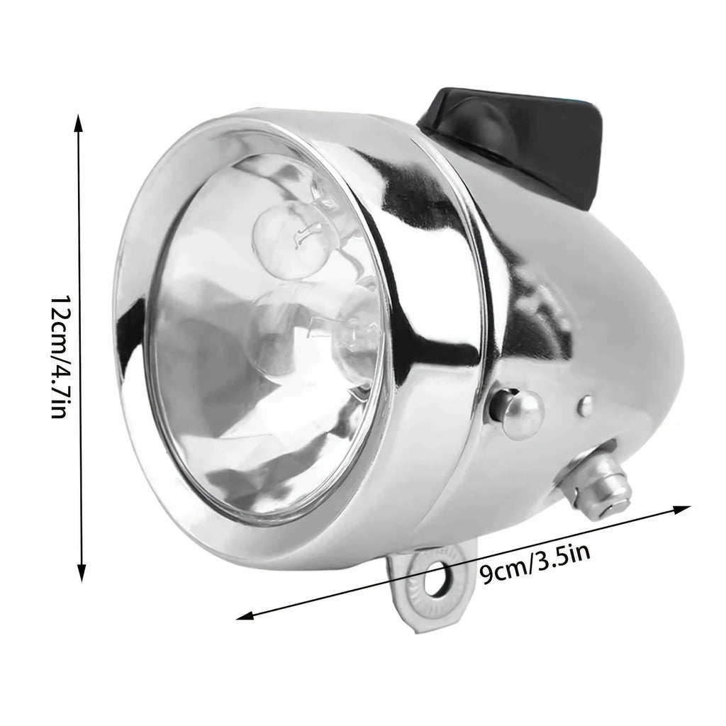 Bicycle Dynamo Headlight Tail Light Kit 12V 6W Friction Generator No Battery Bike Light Set for Mountain Road BMX Folding Electric Kids Cruiser Bikes – Silver