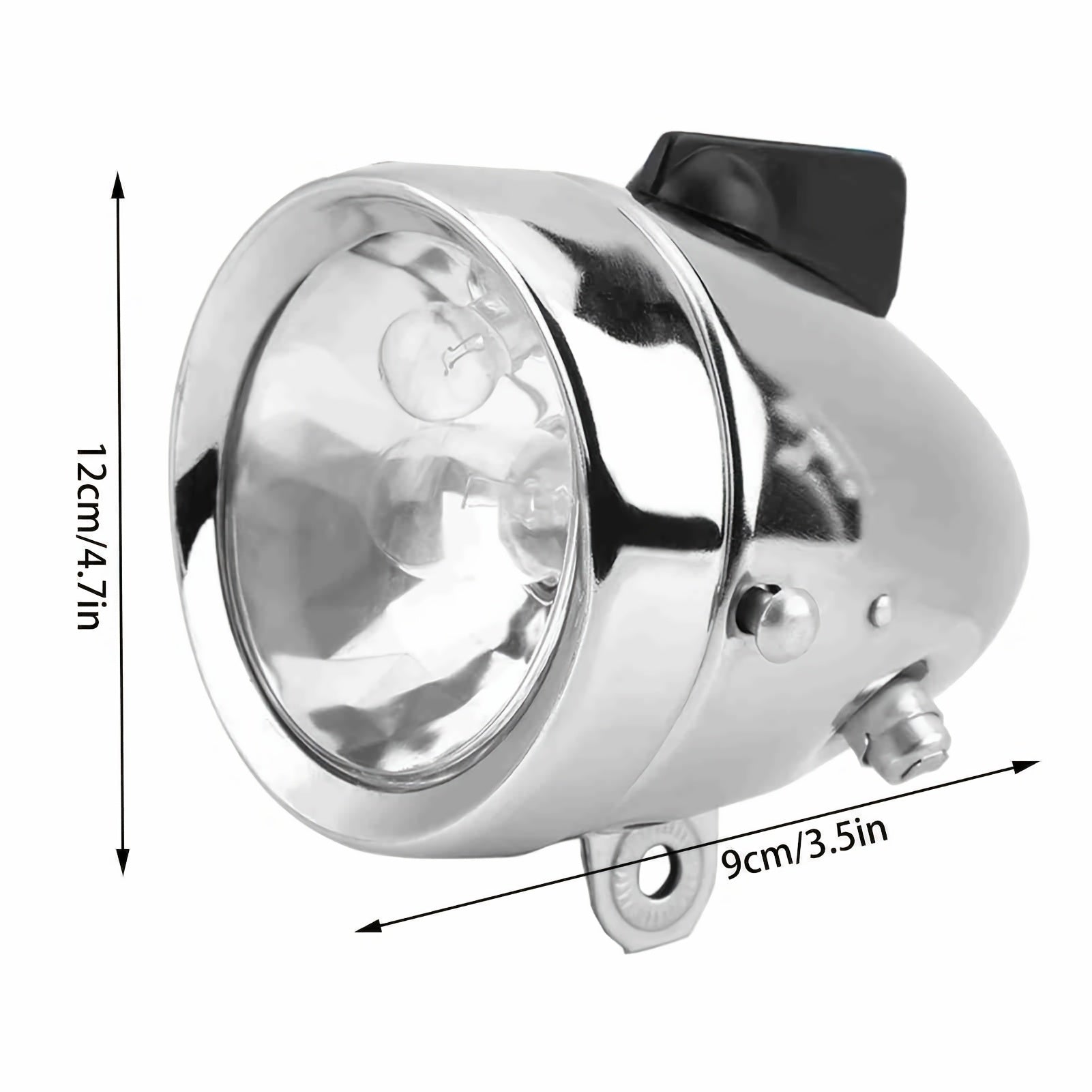 Bicycle Dynamo Headlight Tail Light Kit 12V 6W Friction Generator No Battery Bike Light Set for Mountain Road BMX Folding Electric Kids Cruiser Bikes – Silver