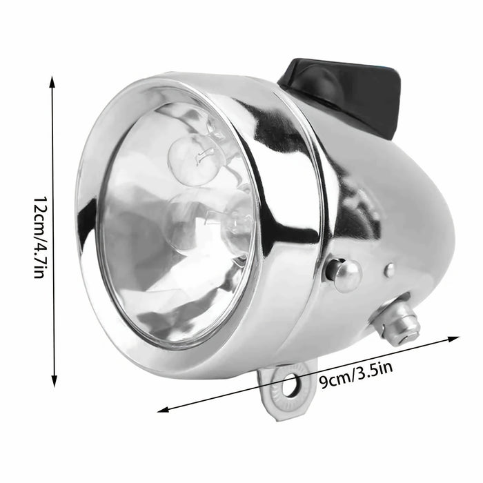 Bicycle Dynamo Headlight Tail Light Kit 12V 6W Friction Generator No Battery Bike Light Set for Mountain Road BMX Folding Electric Kids Cruiser Bikes – Silver