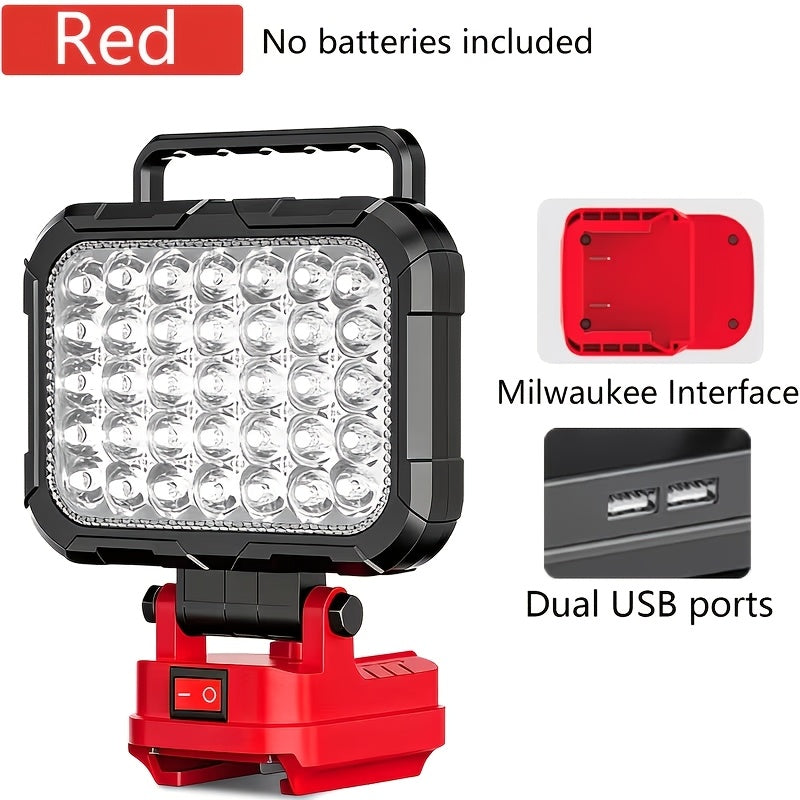 Cordless LED Work Light 140° Rotating Floodlight – Compatible with Makita 18V & Milwaukee M18, Ultra-Bright Job Site Construction Light for Garage, Auto Repair & DIY (Battery Not Included)