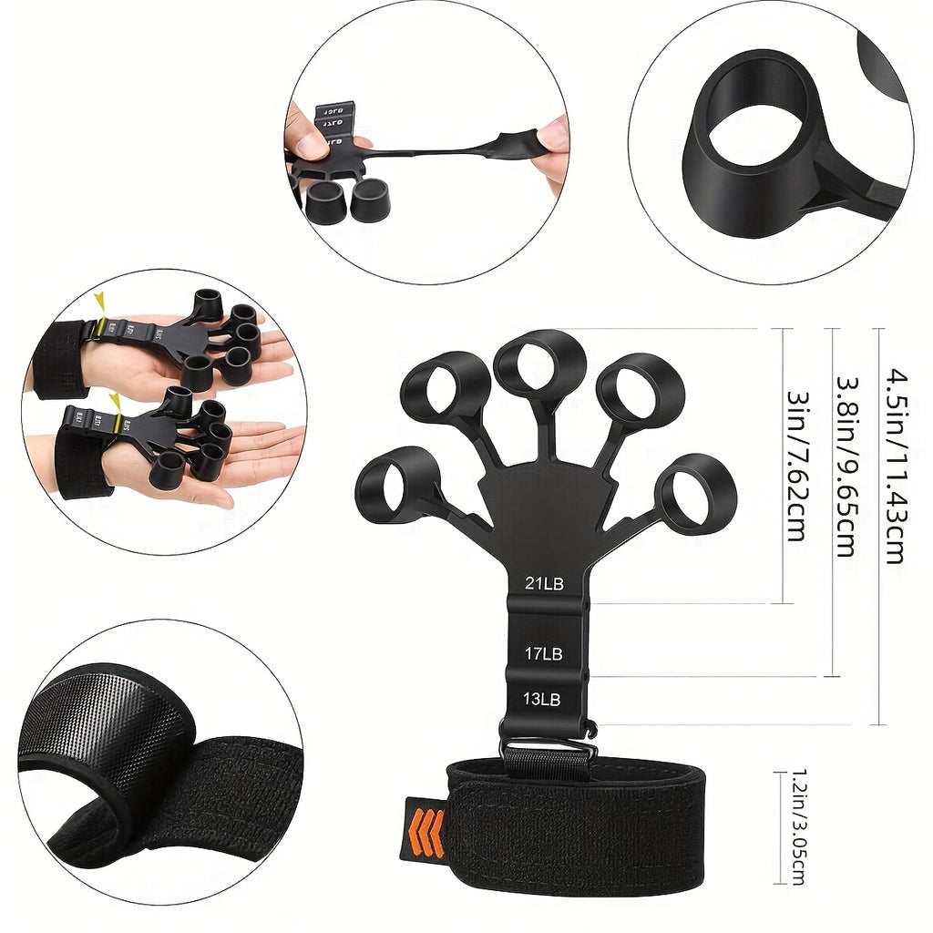 Grip Strength Trainer Set 6pcs – Adjustable Hand Gripper 10-130 lbs with Rep Counter, Finger Exerciser, Forearm Workout Rings & Finger Stretcher for Rock Climbing Fitness Sports Musicians