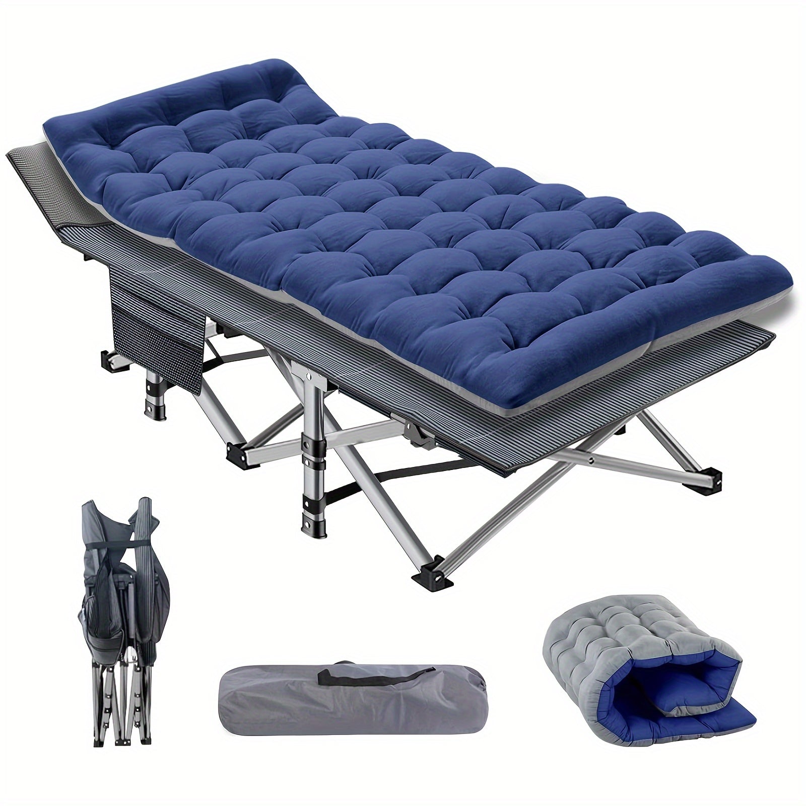 Folding Camping Cot with Mattress 75 Inch Heavy Duty – Portable Sleeping Cot with Carry Bag for Adults, Camping, Hunting, Travel & Guest Bed Indoor Outdoor