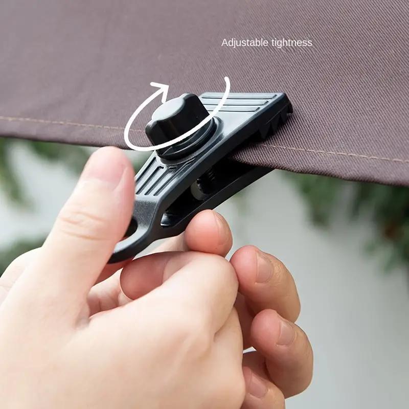 Tent Clamps 10 Pack ABS Windproof Camping Clips with 5 Carabiners – Heavy Duty Secure Grip for Tents, Tarps & Outdoor Shelters | Black