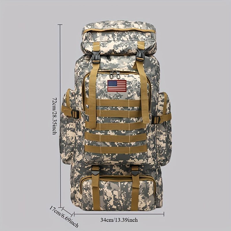 Tactical Hiking Backpack 80L Large Capacity – 3-Day Assault Pack, Molle System, Oxford Fabric, Unisex for Hiking, Camping, Hunting & Travel | Black, Camo, Desert, Gray, Khaki, Green