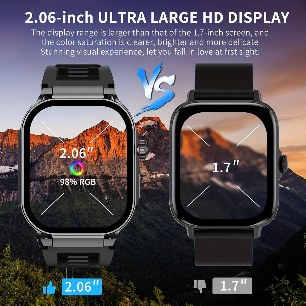 Smartwatch with 2.1" HD Full-Screen Display – 123+ Sports Modes, Bluetooth 5.3, Wireless Calls, AI Voice, 400mAh Battery, Fitness Tracker for Men & Women, 3 Colors