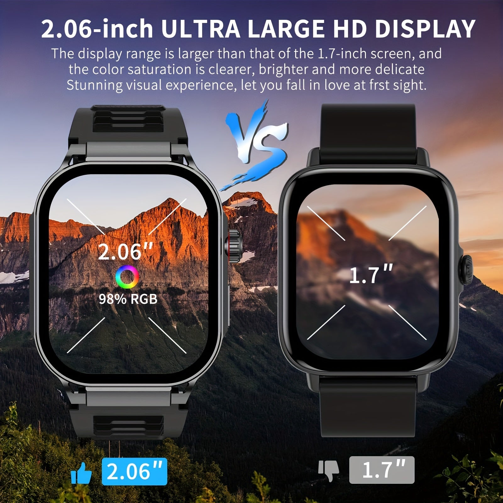 Smartwatch with 2.1" HD Full-Screen Display – 123+ Sports Modes, Bluetooth 5.3, Wireless Calls, AI Voice, 400mAh Battery, Fitness Tracker for Men & Women, 3 Colors