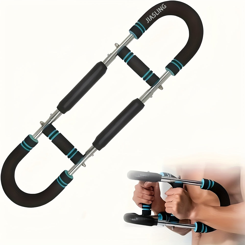 Arm Strength Trainer U-Shape 60-100LBS, Multi-Function Adjustable Forearm Chest Triceps Exerciser with 2-Level Spring Resistance Bands, Portable Home Gym Equipment with Comfortable Grip & Detachable Design
