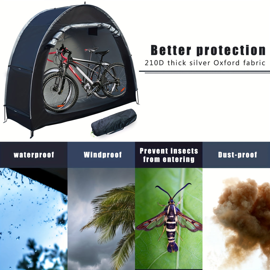 Portable Folding Bicycle Storage Tent Shed – Fits 2-3 Bikes Waterproof 210D Oxford Cloth with Fiberglass Poles for Home Garden Outdoor Bike & Motorcycle Storage
