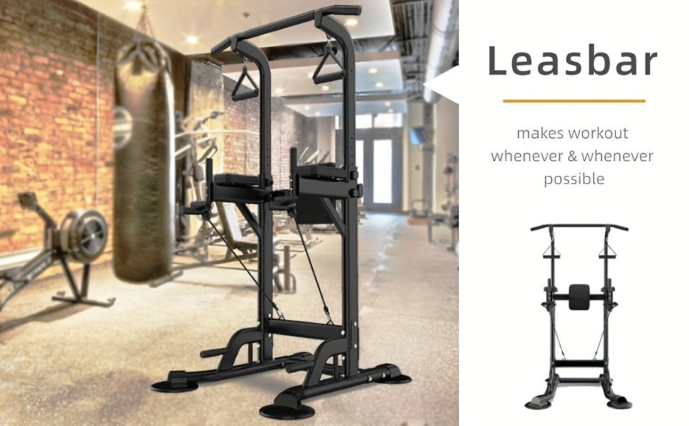 Power Tower Pull Up Bar Stand Adjustable Height 50-90 Inch 330LBS Multi-Function Dip Station Home Gym Strength Training Equipment for Pull Ups Push Ups Dips Knee Raise Men Women