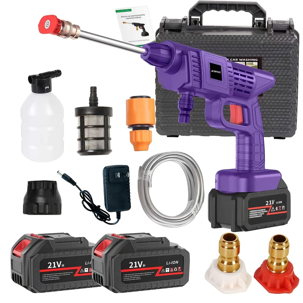 Cordless High Pressure Car Wash Gun - Portable Rechargeable Lithium Battery Foam Spray Washer with Adjustable Nozzle, Car Washing Garden Cleaning Tool, Multiple Bundle Options