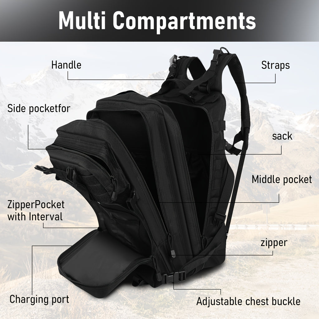 Tactical Backpack 50L (13.21 Gal) – High Capacity Unisex Military Bag for Camping, Hiking, Hunting, Fishing & Travel, Multiple Color Options with Optional Storage Bag
