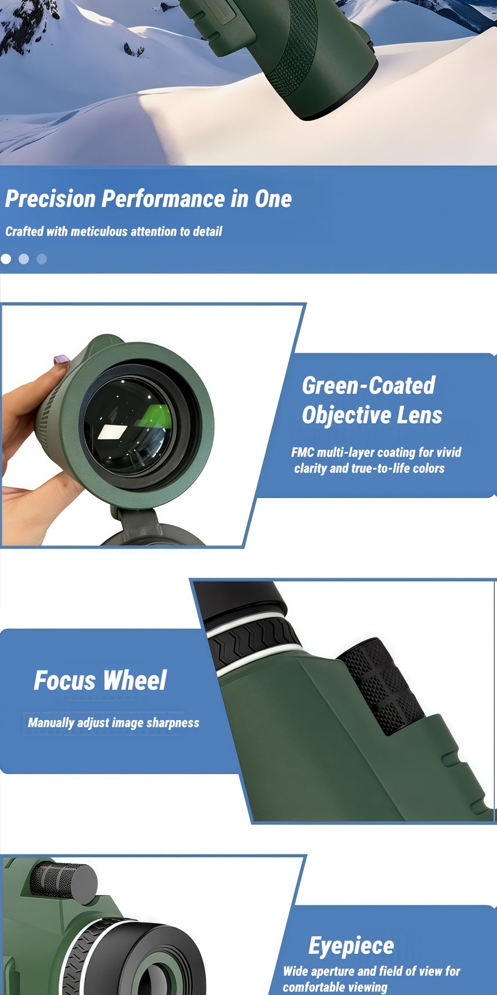 10x42 Monocular Telescope with Phone Adapter & Tripod HD FMC Lens Compact Portable Scope for Bird Watching Wildlife Hiking Camping Concerts Sports