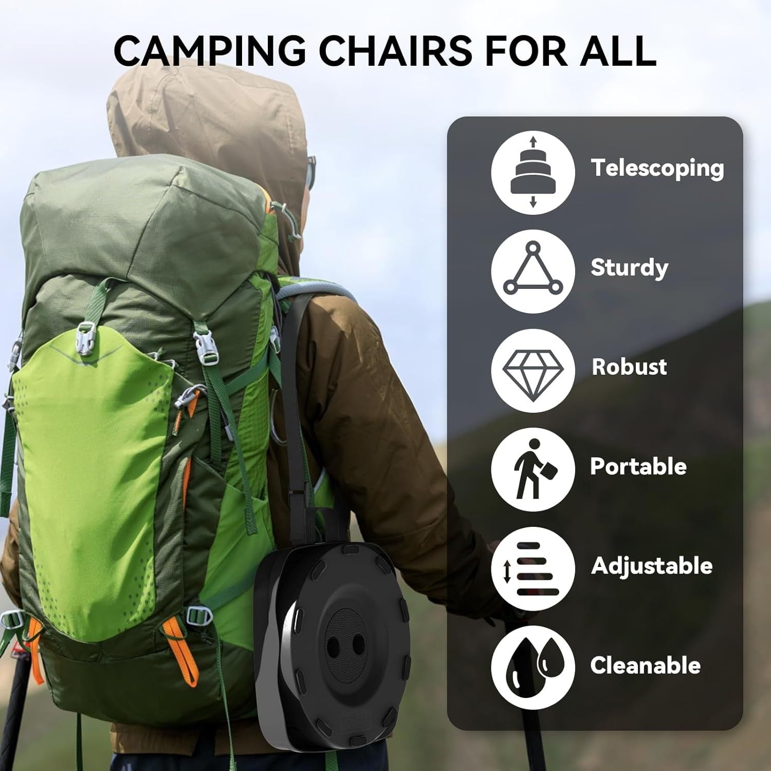 Portable Foldable Stool – Upgraded Thickened Collapsible Camping Stool for Fishing, Hiking, BBQ, Parties & Outdoor Activities, Lightweight Retractable Seat, 7 Colors