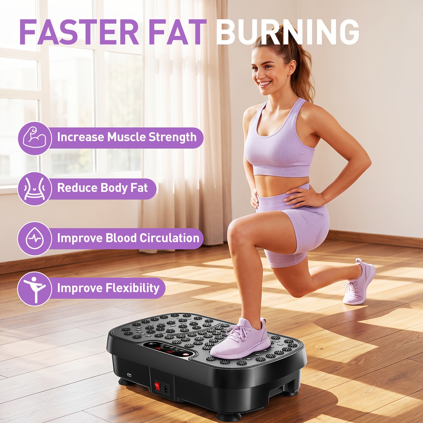 Vibration Plate Exercise Machine for Weight Loss Lymphatic Drainage Full Body Workout 99 Speed Levels Quiet 330lbs Capacity – Portable Home Gym Platform for Muscle Toning Fat Burning