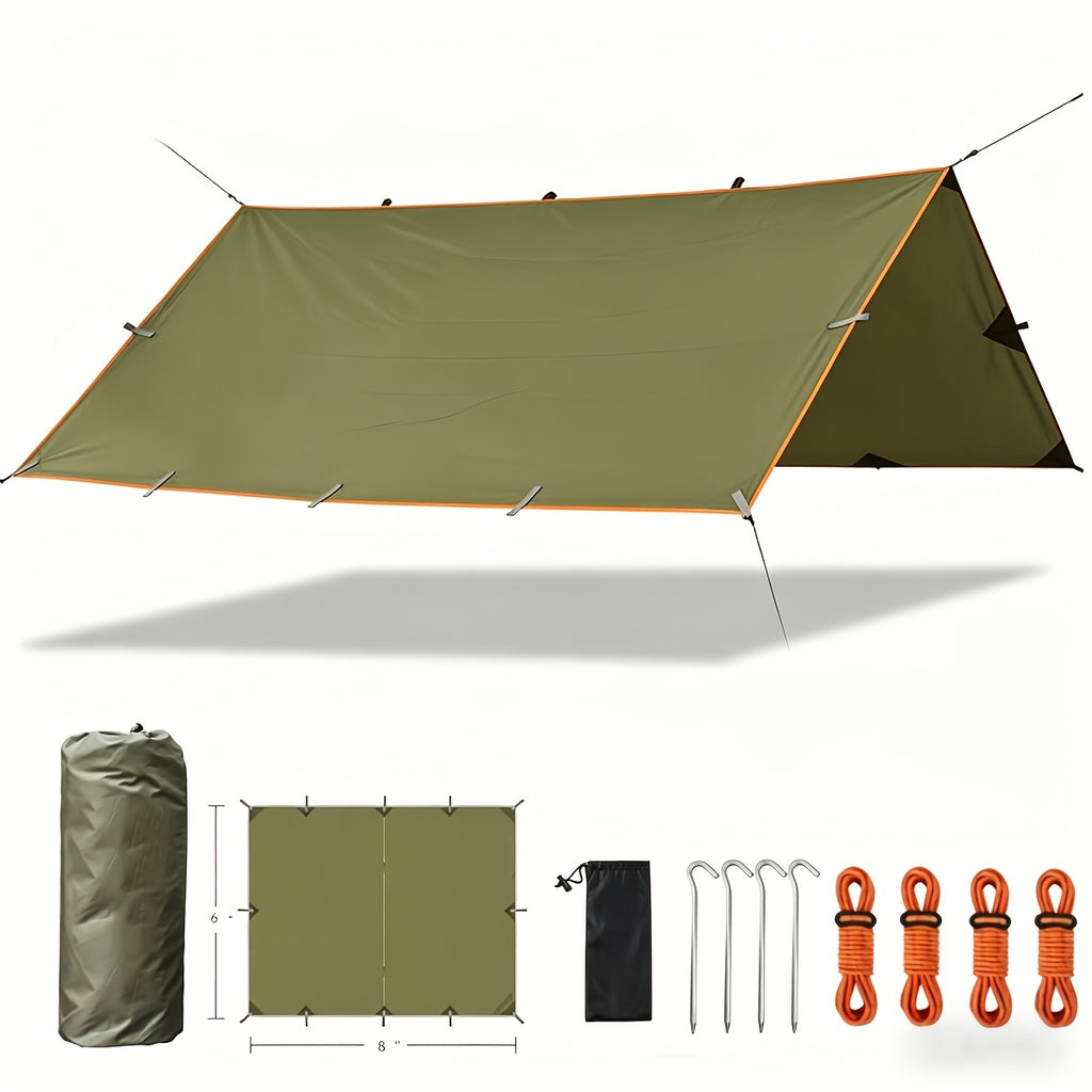 Waterproof Camping Tarp Canopy 4 Person – UV Protection Alloy Poles Portable Foldable Rain Fly Awning for Hiking Backpacking Survival Outdoor, Multiple Colors & Sizes