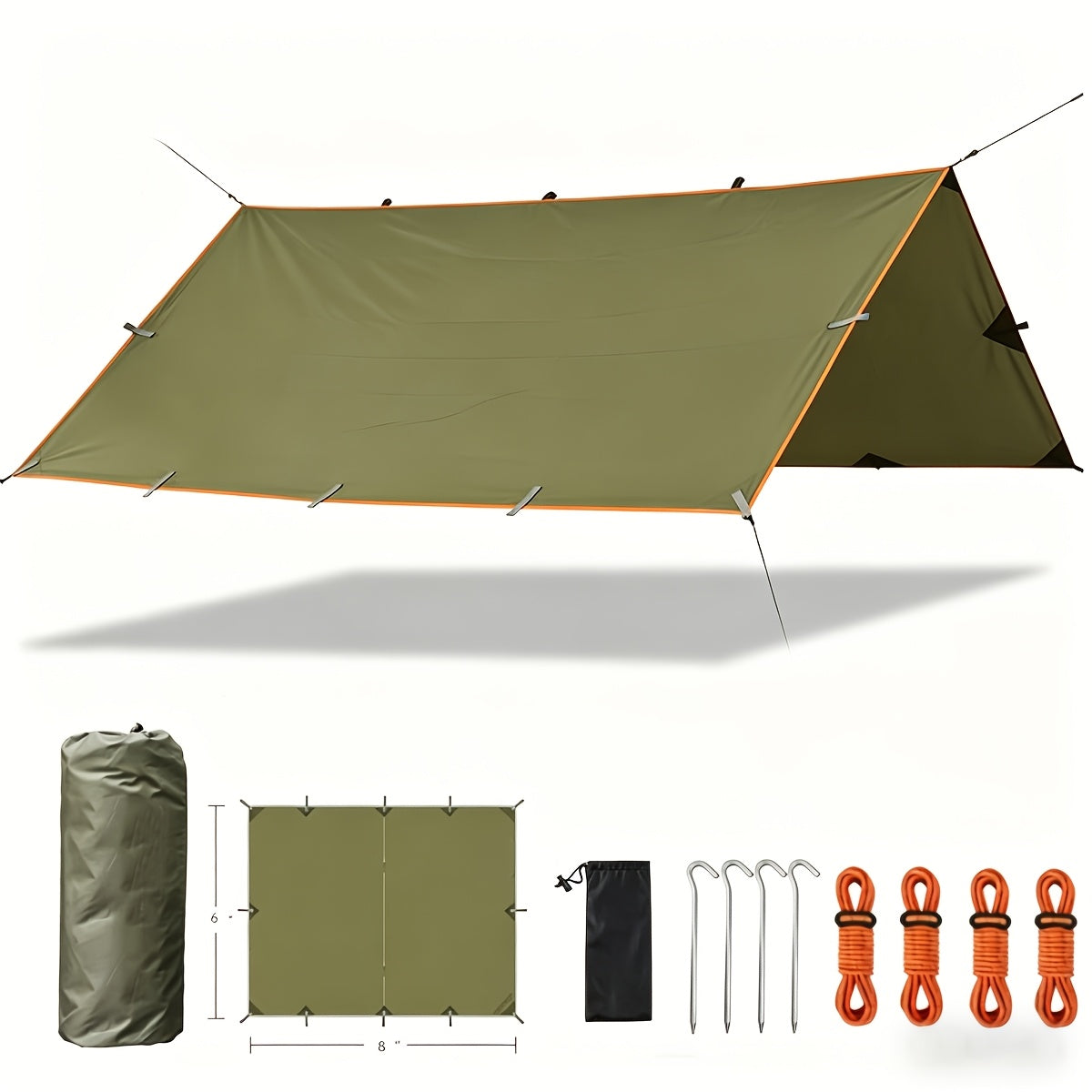 Waterproof Camping Tarp Canopy 4 Person – UV Protection Alloy Poles Portable Foldable Rain Fly Awning for Hiking Backpacking Survival Outdoor, Multiple Colors & Sizes