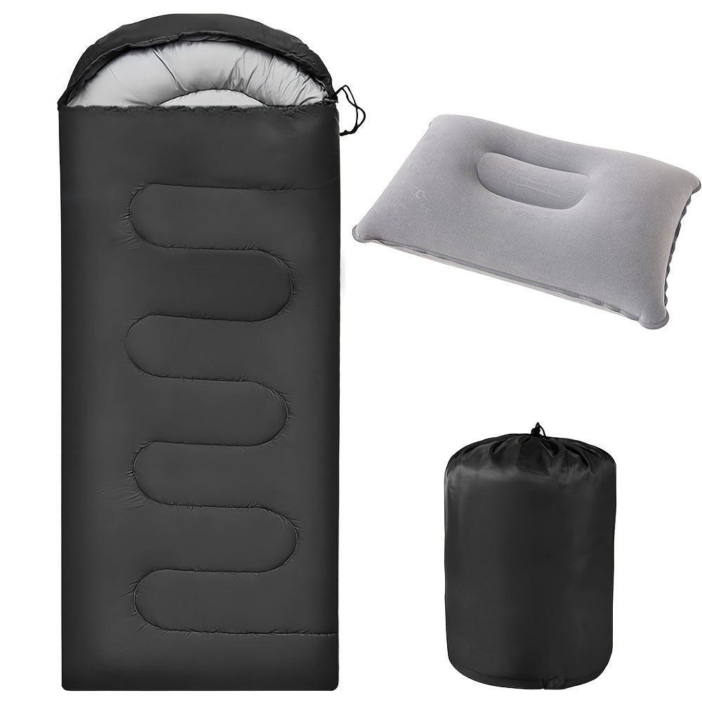 Camping Sleeping Bag with Pillow and Compression Sack Lightweight 3 Season Sleeping Bag Set for Adults Hiking Backpacking Outdoor Travel Emergency 5 Colors