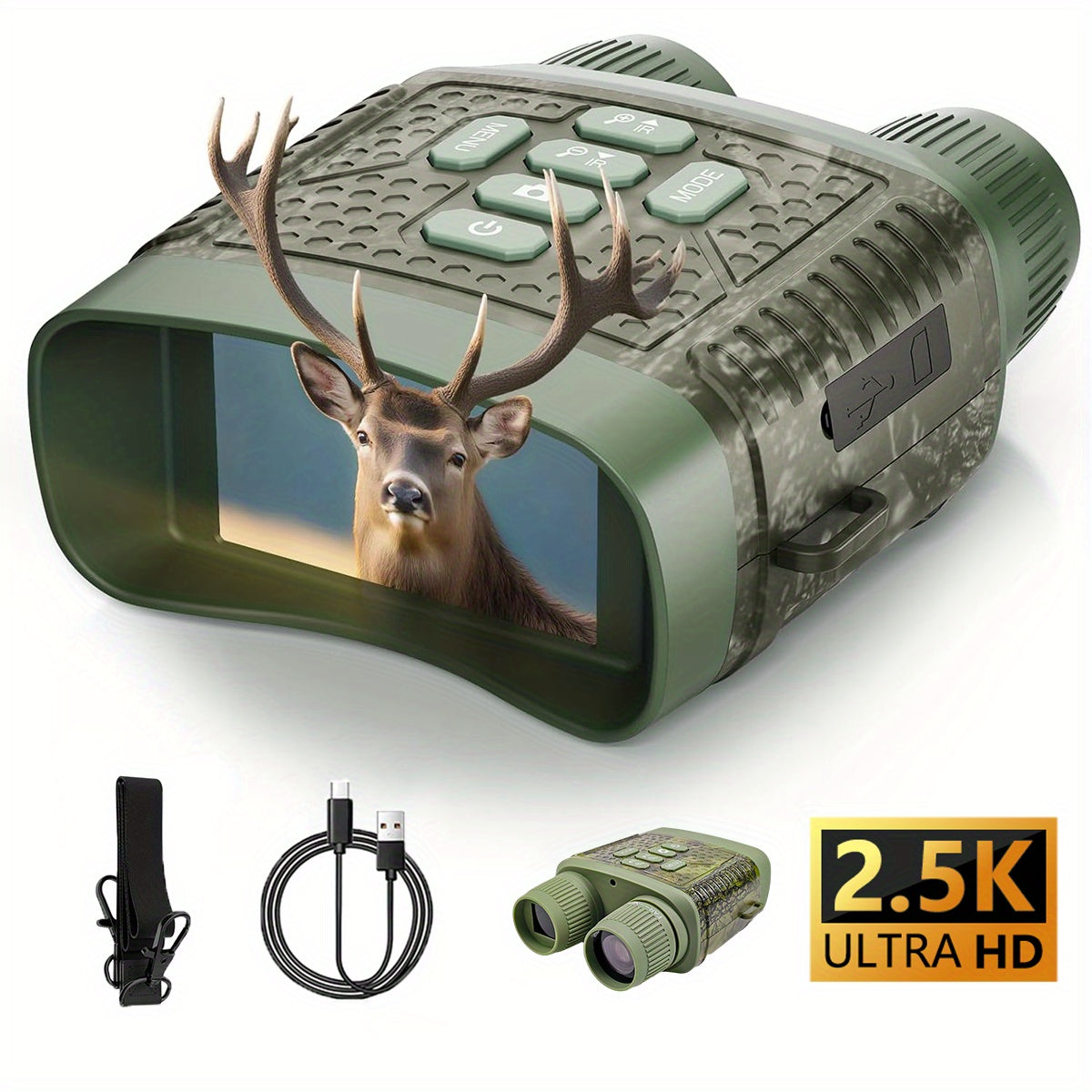Night Vision Goggles 2.5K Binoculars 6X Digital Zoom 3-Inch HD Screen 7-Speed Infrared 2000mAh – Camouflage for Hunting Wildlife Watching Security
