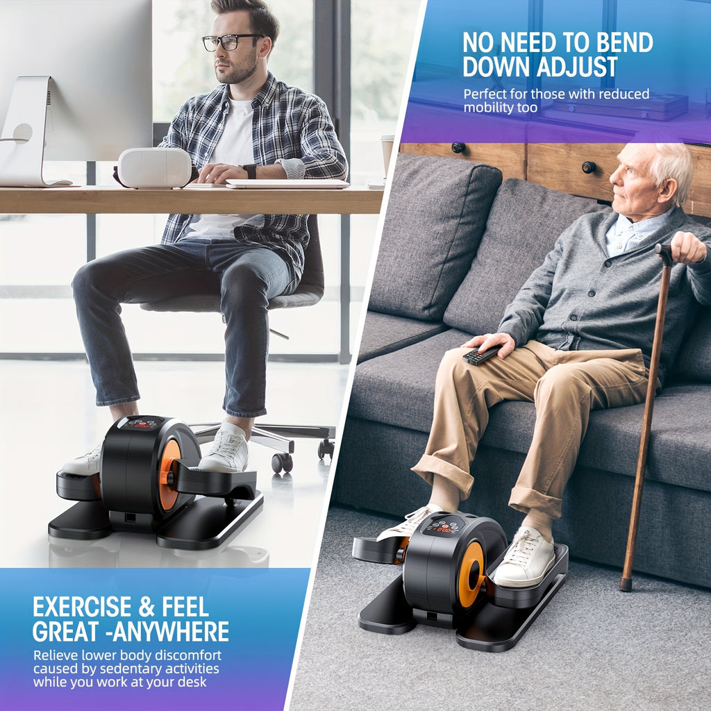 Under Desk Elliptical Machine Fully Assembled, Quiet Portable Seated Pedal Exerciser with Remote Control & 12 Adjustable Speeds for Home Office Workout, Mini Elliptical Foot Pedal Machine