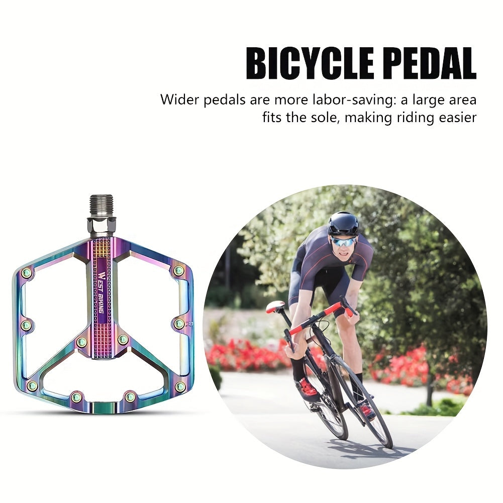 Aluminum Alloy Bicycle Pedals 1 Pair 3 Bearings Lightweight Durable Bike Pedals for Mountain Bikes Road Bikes Easy Install Hexagonal Sleeve Cycling Accessories