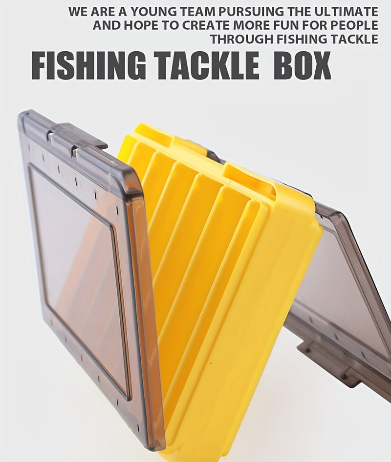 Fishing Lure Tackle Box Dual-Sided 14 Compartments – Portable ABS Lure Organizer for Minnow Pencil Squid Crankbait Hard Baits Freshwater Saltwater – Tangerine & Blue