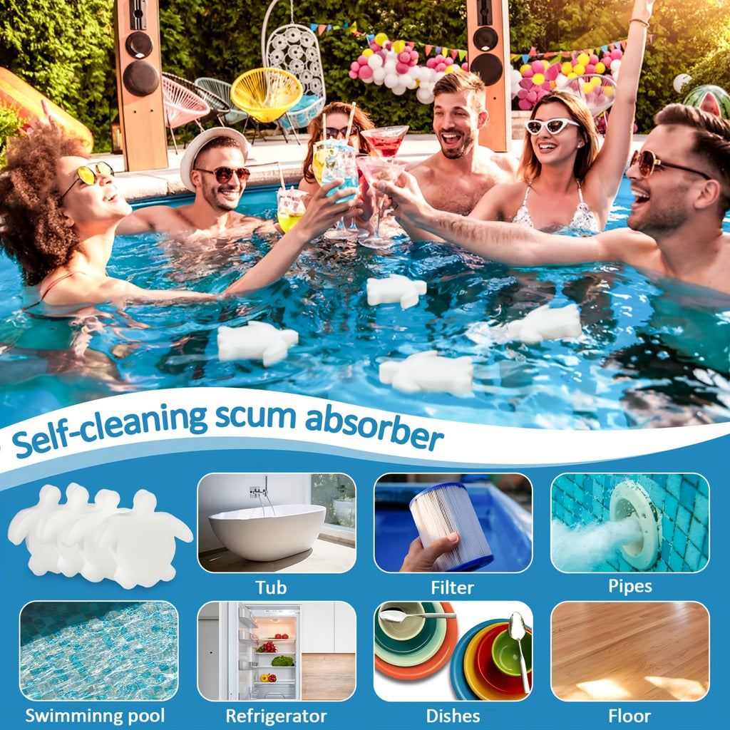Pool Oil Scum Absorber Sponge Turtle Shape 30/50/100 Pack, Floating Oil Absorbing Ball for Swimming Pool Hot Tub Spa Water Cleaner, Reusable Pool Cleaning Sponge for Sunscreen Body Oil Removal