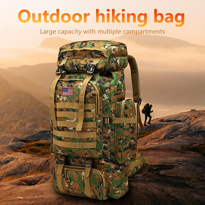 Tactical Hiking Backpack 80L Large Capacity – 3-Day Assault Pack, Molle System, Oxford Fabric, Unisex for Hiking, Camping, Hunting & Travel | Black, Camo, Desert, Gray, Khaki, Green