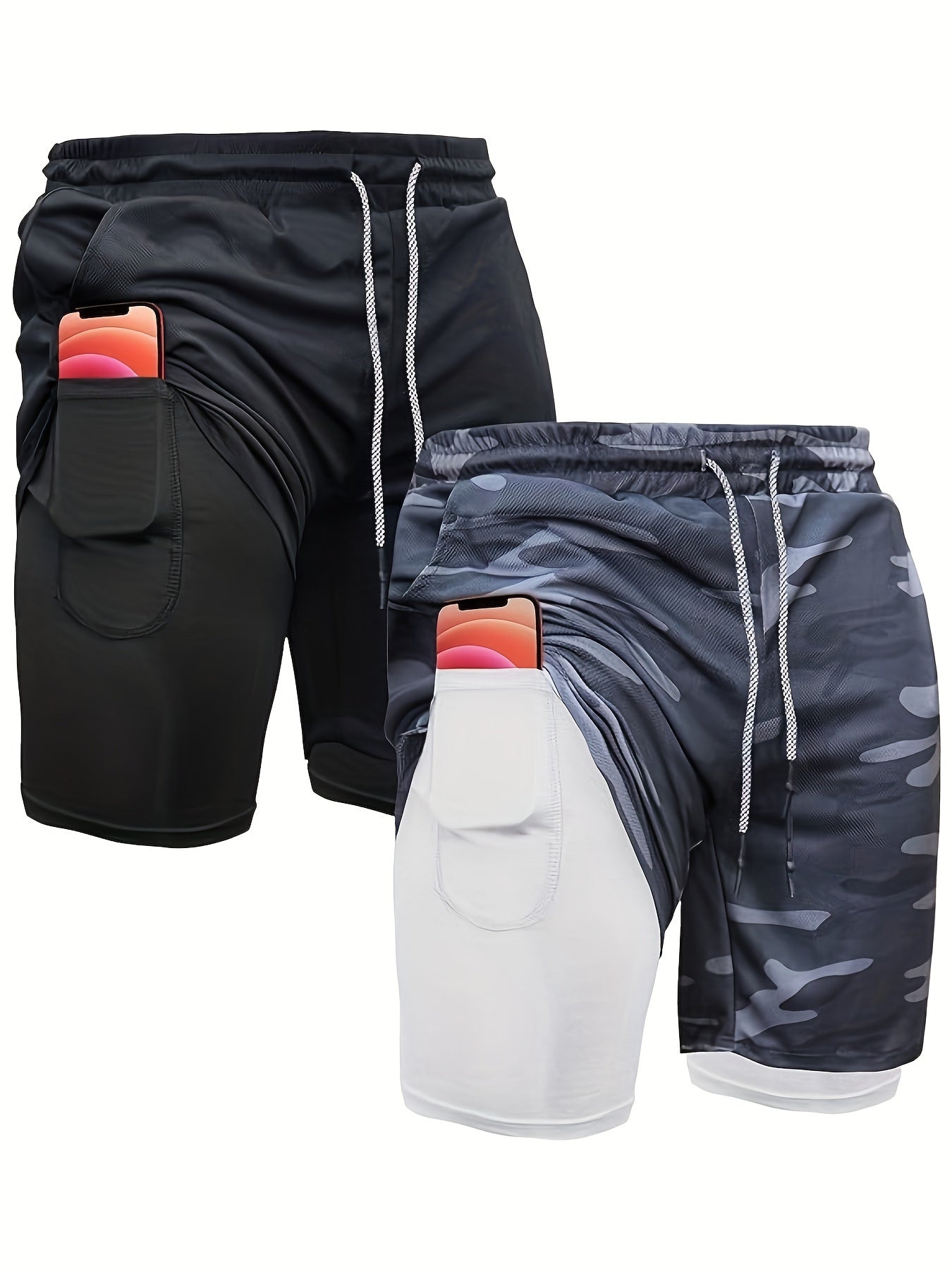 Men's 2-in-1 Running Shorts with Compression Liner – 7 Inch Quick-Dry Workout Shorts for Gym, Yoga & Outdoor Sports, Sizes S-XXL, 3 Colors
