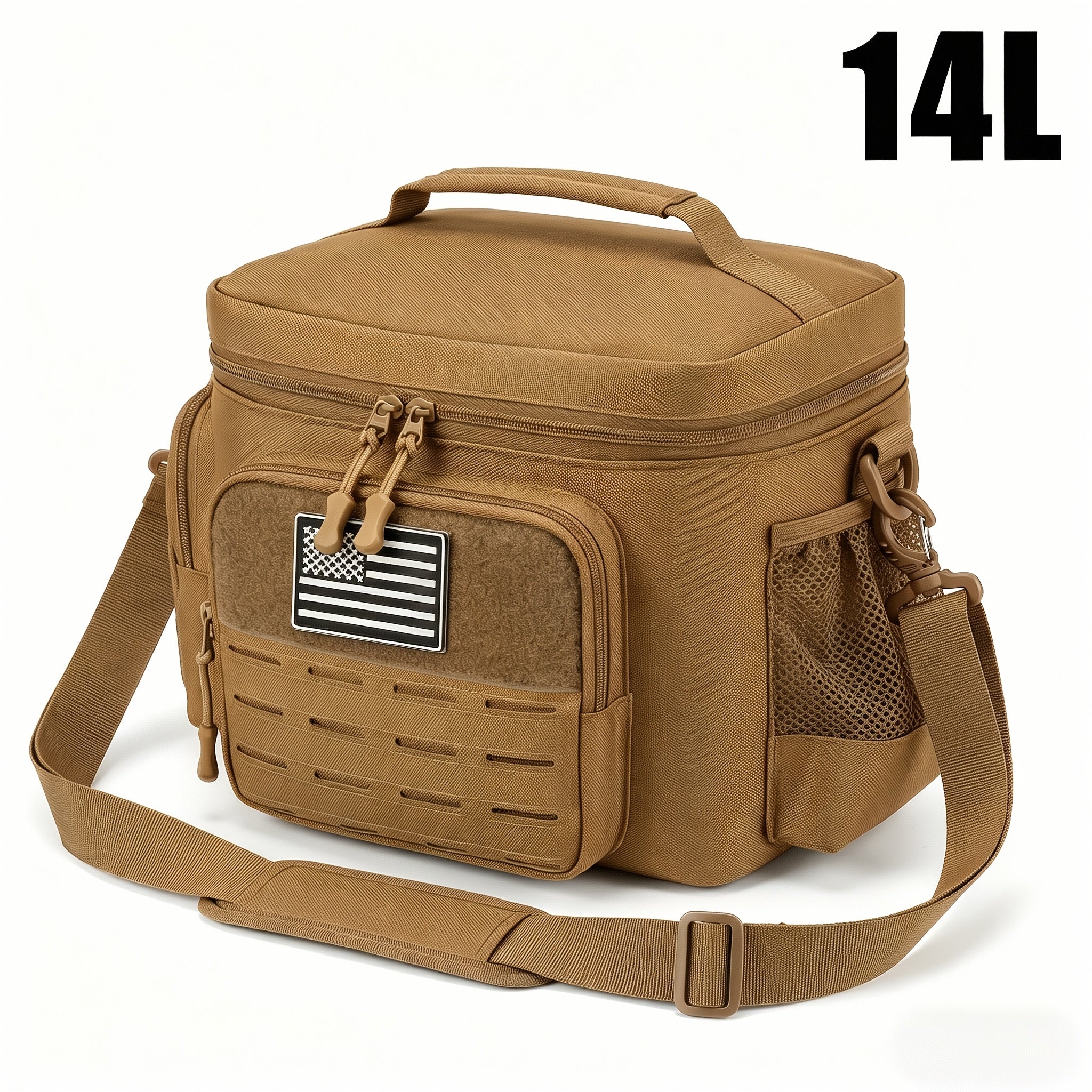 Tactical Insulated Lunch Bag for Men Women with MOLLE Webbing – Large Leakproof Cooler Bag 18L / 3.7gal Expandable Double Compartment Meal Prep Bag for Work Camping Hiking Picnic